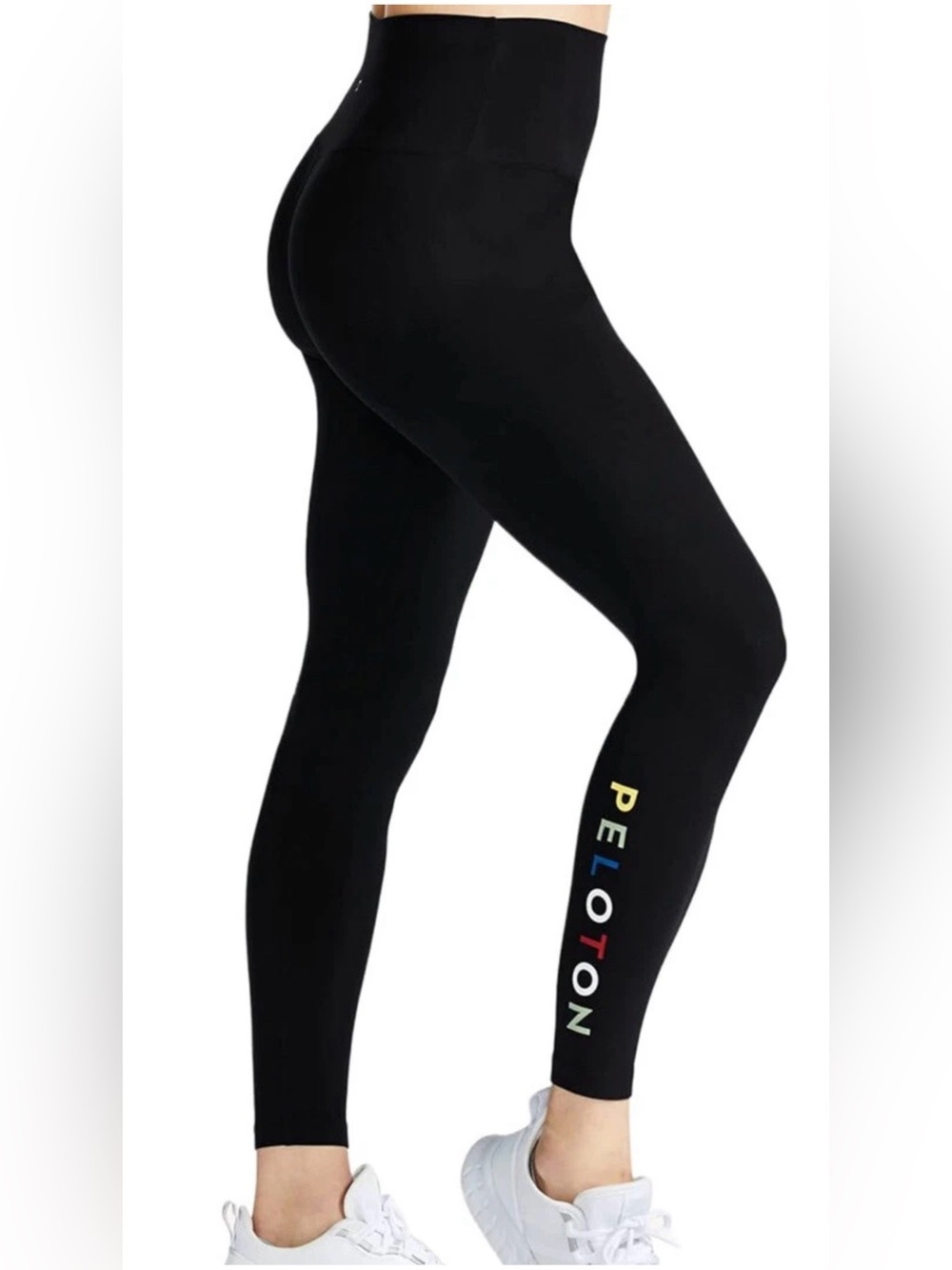 Peloton Black High Rise Leggings Rainbow Logo Athletic Yoga Pants Size Small